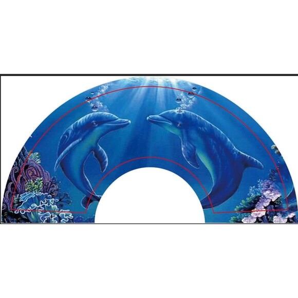 Twin Dolphins Dolphin Fish underwater scene Silk Nylon Handheld Fan Folding Hand - Picture 2 of 2